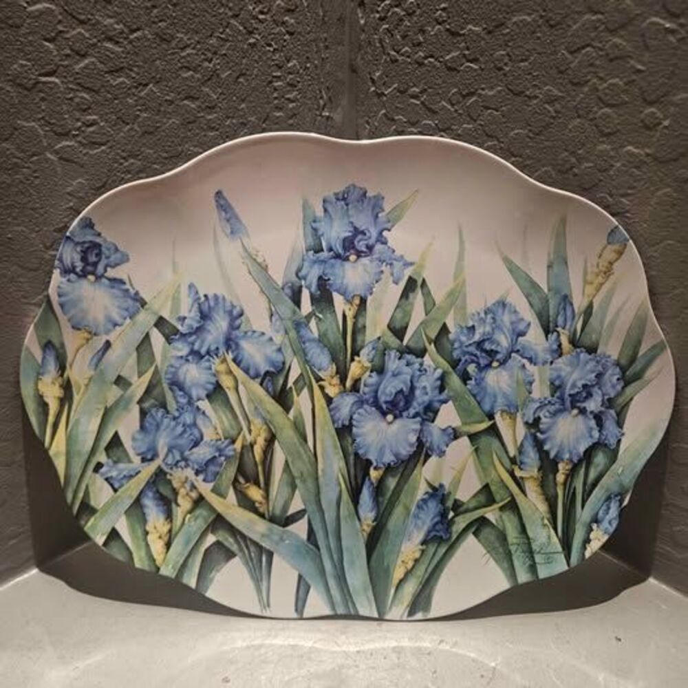 Nancy Rink Blue Iris Melamine Serving Platter